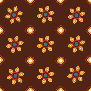 Vibrant Abstract Floral Pattern Brown Background Repeating Design vector