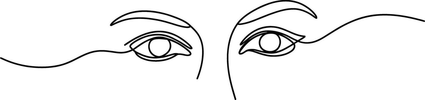 minimalista continuo línea dibujo de expresivo humano ojos en un blanco antecedentes vector
