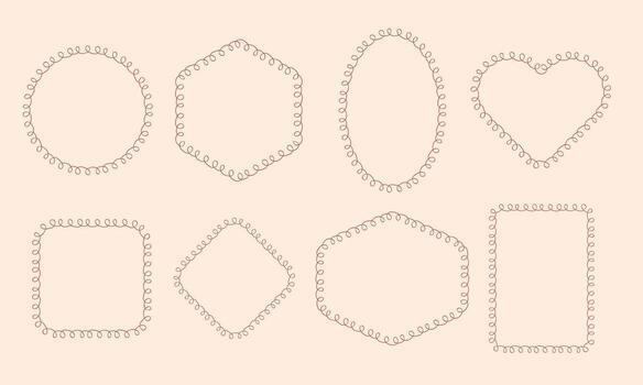 Curved frames in whimsical style vector