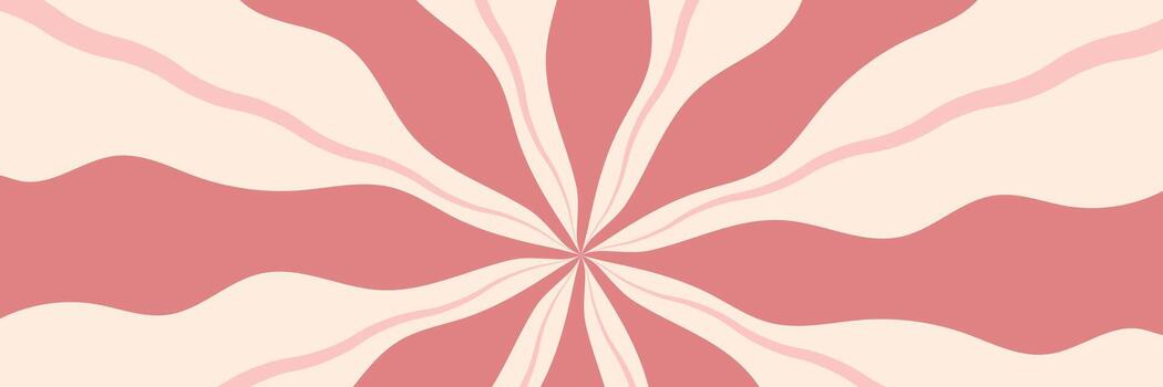 Abstract Starburst in Dusty Rose Palette. Groovy Swirl Background vector