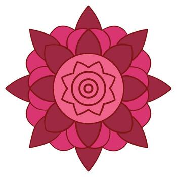 Art of a beautiful floral mandala with a concentric design, featuring various shades of pink and red to create a harmonious and eyecatching pattern vector