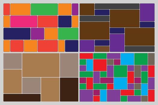 Colorful bento grid layout template illustration of geometric mosaic background with rectangular shapes and modern design vector