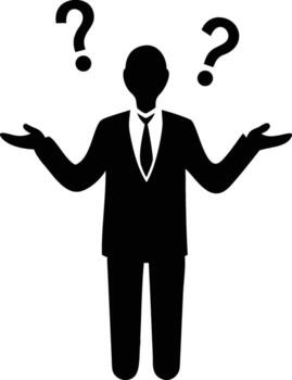 silueta de un hombre con pregunta marcas expresando Confusión y incertidumbre vector