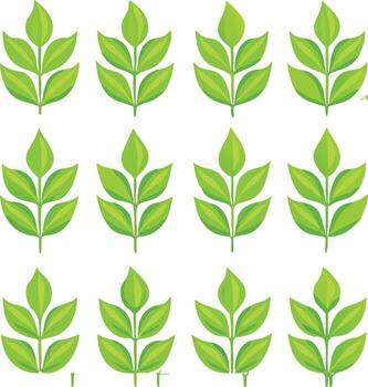 A collection of vibrant green leaves arranged in a neat grid pattern vector