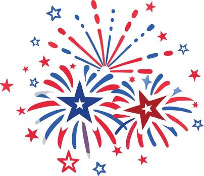 A vibrant display of red white and blue fireworks exploding in the sky vector