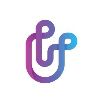 Interwoven UP Logo Gradient Symbol of Unity, Flow Innovation vector