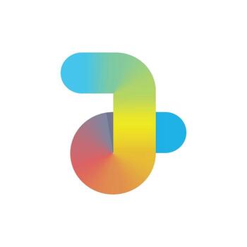 multicolor F logo resumen degradado símbolo con creativo geometría vector