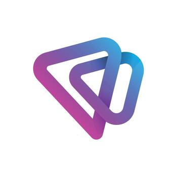 enclavamiento triangulos logo degradado símbolo de conectividad movimiento vector