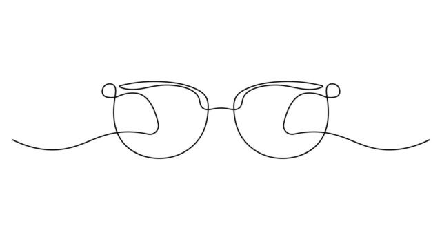 Eyeglasses Front View in Continuous Line Art. Minimalist Optical Frame Illustration vector