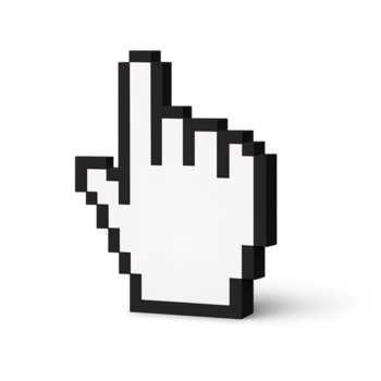 Hyperlink 3d Hand Mauszeiger Symbol Illustration isoliert auf transparent Hintergrund. Pixel Hand mit Zeiger Finger png