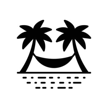 Icon of a hammock hanging on a palm tree for relaxing vector