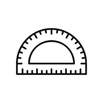 Protractor icon for learning to measure angles at school vector