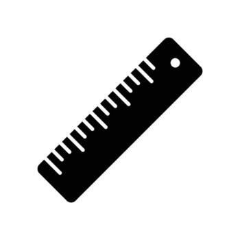 Ruler icon for measuring length and drawing in solid style vector