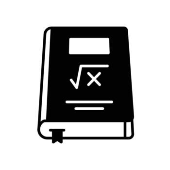 Math book icon for education and learning calculation in solid style vector