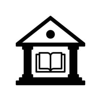 Library building icon for studying in solid style vector