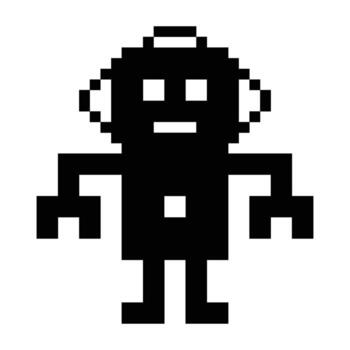 Decoration pixel art machine learn robotics robot ai bot 8 bit retro. vector
