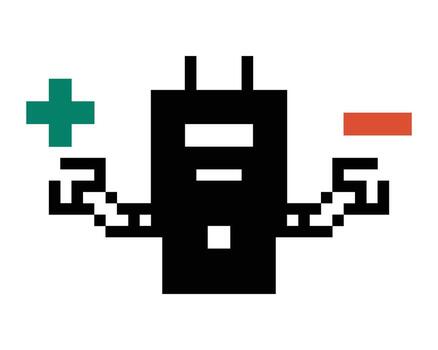 Cute character of robotics ai automation robot bot 8 bit art pixel. vector