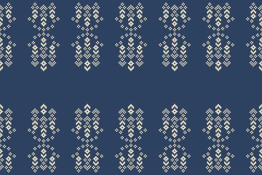 Design fabric pattern with blue color background fabric decoration motifs. vector