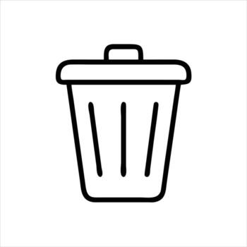 Trash Can Icon Minimal Modern Flat Design Garbage Bin Symbol vector