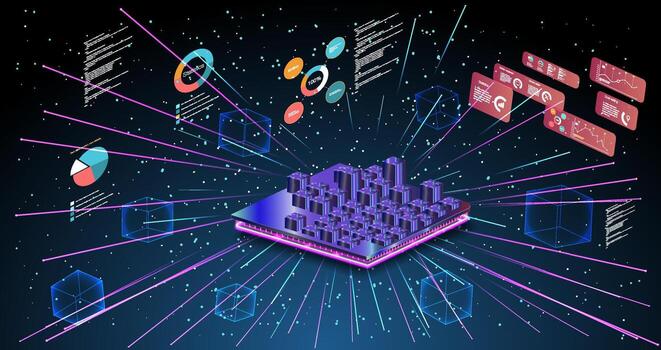 Digital cityscape design showcasing data visualization and technology in modern urban planning approach vector