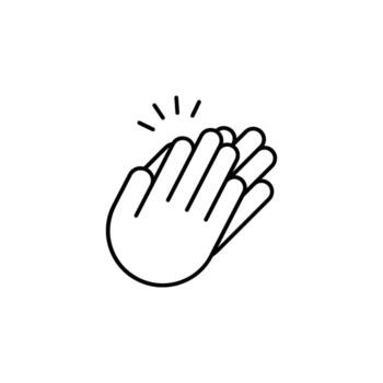 Hands clap symbol. Hand clapping line icons. Applaud and acclamation sign. Simple flat icon of praise and cheering graphic design resource and illustration. vector