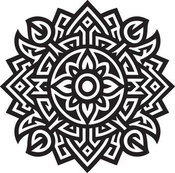 intrincado negro y blanco mandala diseño con geométrico patrones y floral elementos vector