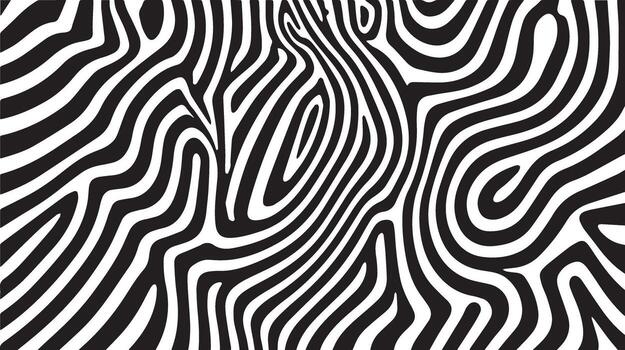 Optical illusion featuring a black and white swirling zebra stripe pattern design vector