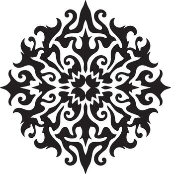 intrincado negro ornamental damasco modelo con simétrico floral elementos en un blanco antecedentes vector