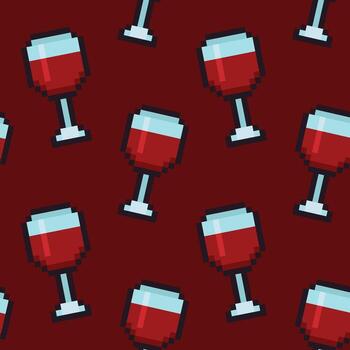 sin costura píxel estilo modelo presentando rojo vino lentes en un profundo rojo antecedentes vector