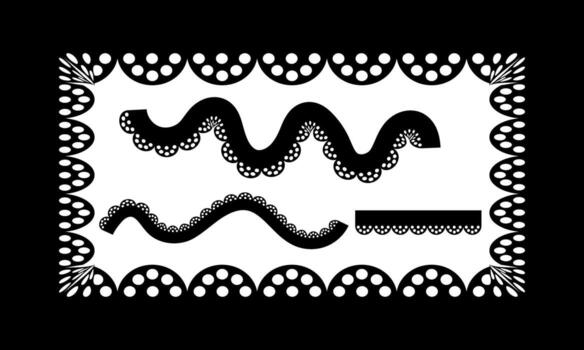 A simple lace brush for decoration. Rectangular frame and wavy lines. vector