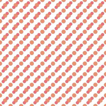 Seamless diagonal dot pattern with soft pastel pink and orange circles on white background. Minimal and playful design for wrapping paper, fabric, wallpaper, or digital projects vector