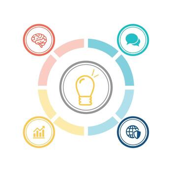 Idea generation and brainstorming process concept vector