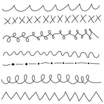 A set of simple basic divider lines drawn in doodle style vector