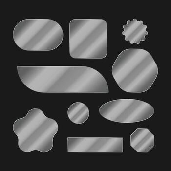 colección de brillante líquido vaso formas con reflexiones y Destacar para diseño elementos aislado en negro antecedentes vector