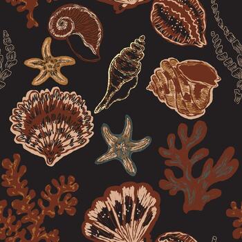 seamless pattern.. with sea shells and corals vector