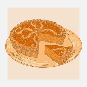 a drawing of a pie with a slice missing vector