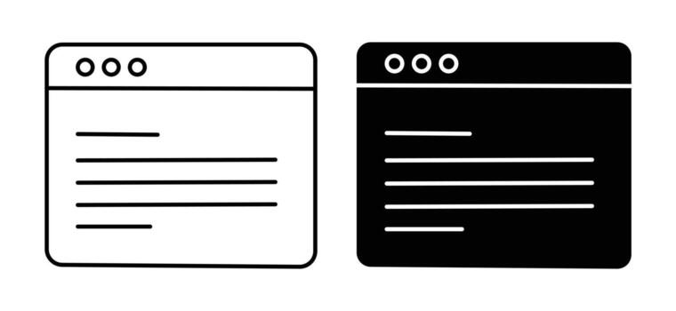 dos navegador ventanas contrastando estilos línea Arte y sólido llenar para web diseño vector