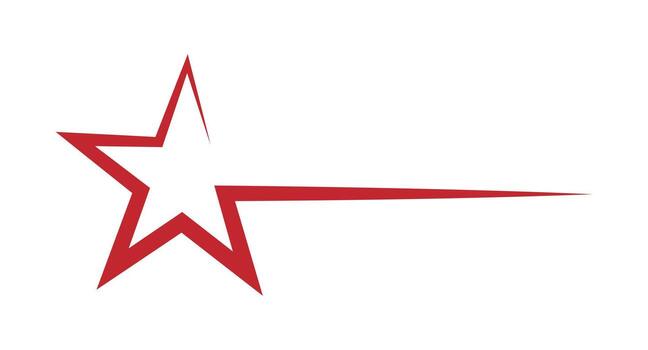 Dynamic red star trail emblem with streaking lines for design projects vector