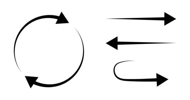 Hand drawn arrows collection circular and straight directional symbols for design elements vector