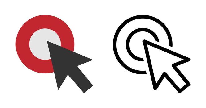 dos cursor íconos uno de colores rojo y blanco otro negro y blanco simbolizando clics vector