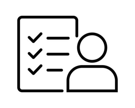 sencillo línea icono simbolizando usuario perfil y tarea terminación Lista de Verificación Tareas vector