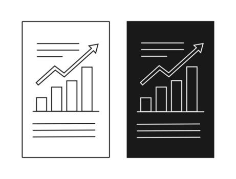 Duo tone graph with rising arrow and bar chart showing growth and progress vector