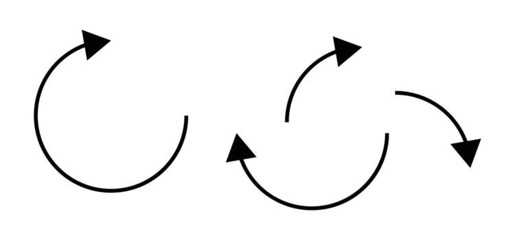 Set of circular arrows showing rotation direction and movement flow symbols vector