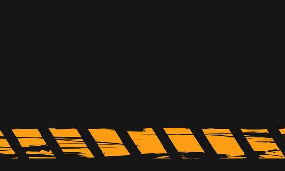 Modern orange and black diagonal stripe frame border with grunge brush texture and empty space in the center on dark background, perfect for warning design, construction theme, or bold graphic layout. vector