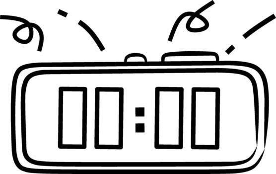 Minimalist sketch style digital clock illustration showing 00 00 time symbolizing new year countdown, day transition, and fresh beginning in clean modern design with minimal shading vector