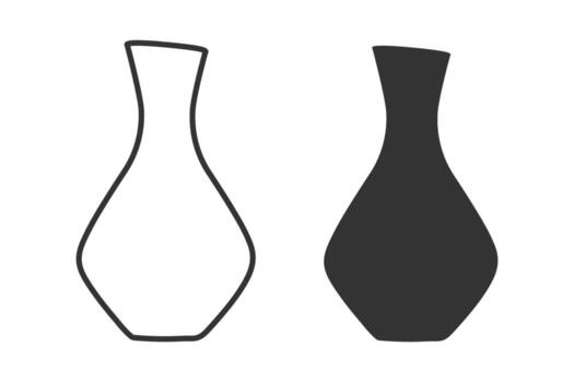 Outline and Silhouette Wine Decanter Hand Drawn Minimalistic Wine Thematic Design elements Idea Set. Isolated illustration Wine Related Content Greeting Themed Menu Cards, price, leaflet Banner vector