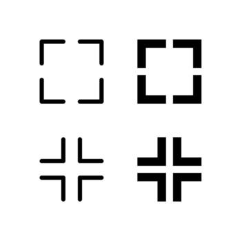 Fullscreen and Exit Fullscreen Line and Solid Icon Set for UI and App Design vector