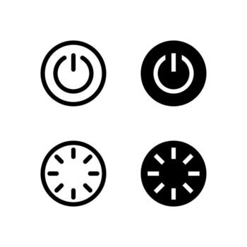 UI Power Button and Reboot Line and Solid Icons for Tools and System vector