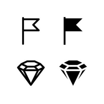 Modern Flag and Diamond Icons Solid and Line for Dashboard and Interface vector