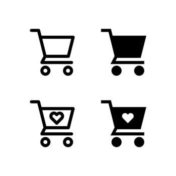 Shopping Cart and Wishlist Icon Collection for App and Web UI Design vector